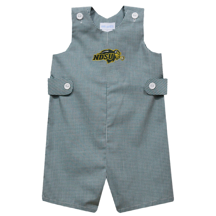 North Dakota Bison Embroidered Hunter Green Gingham Boys Jon Jon