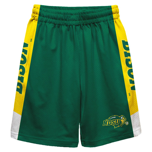 North Dakota Bison Vive La Fete Game Day Green Stripes Boys Solid Gold Athletic Mesh Short
