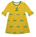 North Dakota Bison Vive La Fete Girls Game Day 3/4 Sleeve Solid Yellow All Over Logo on Skirt