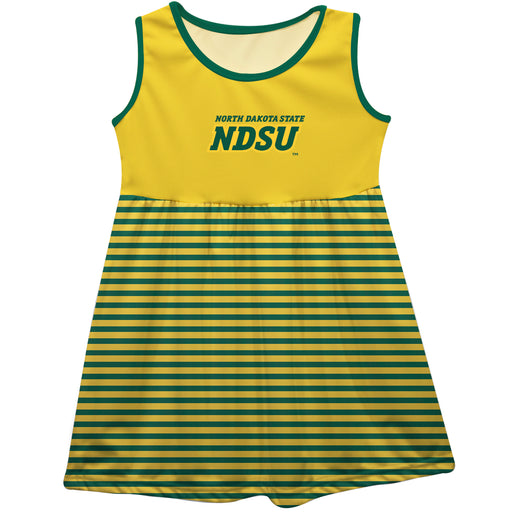 North Dakota Bison Vive La Fete Girls Game Day Sleeveless Tank Dress Solid Gold Logo Stripes on Skirt
