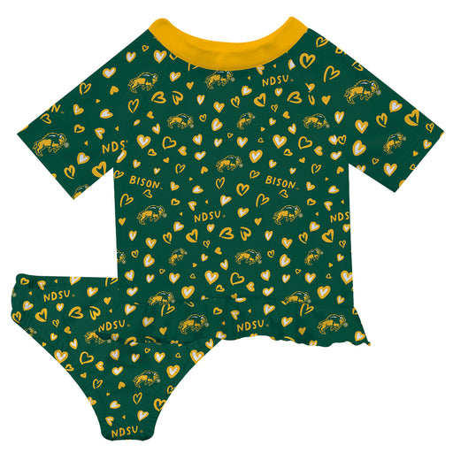 North Dakota Bison Vive La Fete All Over Logo Green Long Sleeve Bikini Set
