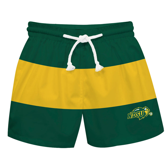 North Dakota Bison Vive La Fete Green Gold Stripes Swimtrunks V2