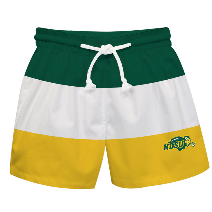 North Dakota Bison Vive La Fete Green White Gold Stripes Swimtrunks V1
