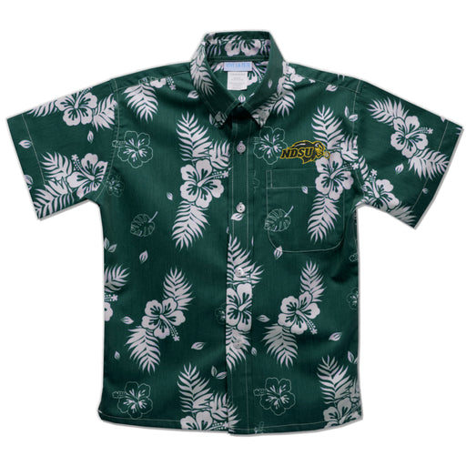 North Dakota Bison Hunter Green Hawaiian Short Sleeve Button Down Shirt