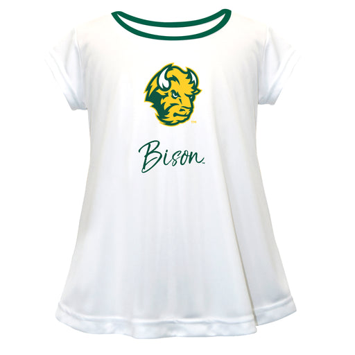 North Dakota Bison Vive La Fete Girls Game Day Short Sleeve White Top with School Logo and Name