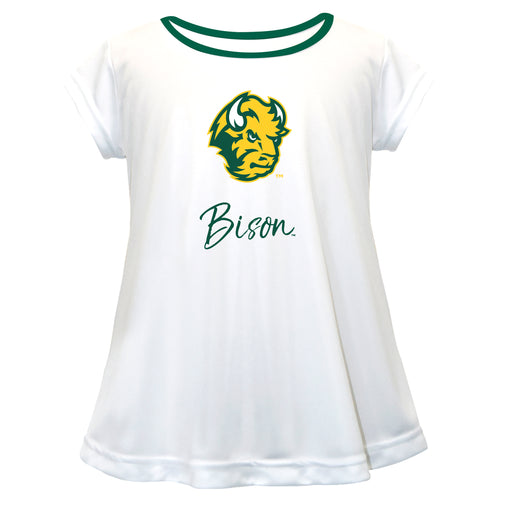 North Dakota Bison Vive La Fete Girls Game Day Short Sleeve White Top with School Logo and Name