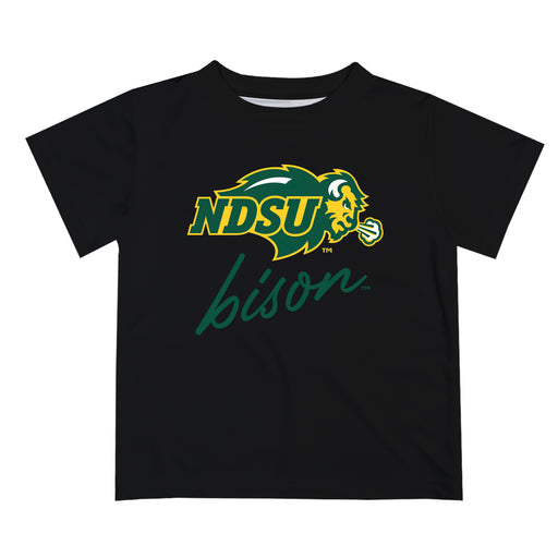 North Dakota Bison Vive La Fete Script V1 Black Short Sleeve Tee Shirt
