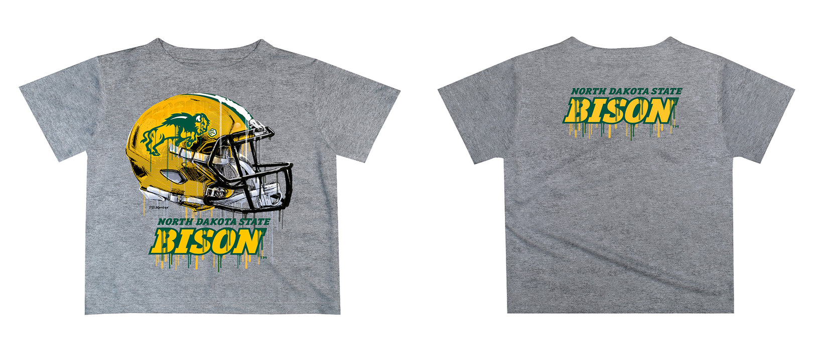 North Dakota Bison Original Dripping Football Helmet T-Shirt by Vive La Fete - Vive La Fête - Online Apparel Store