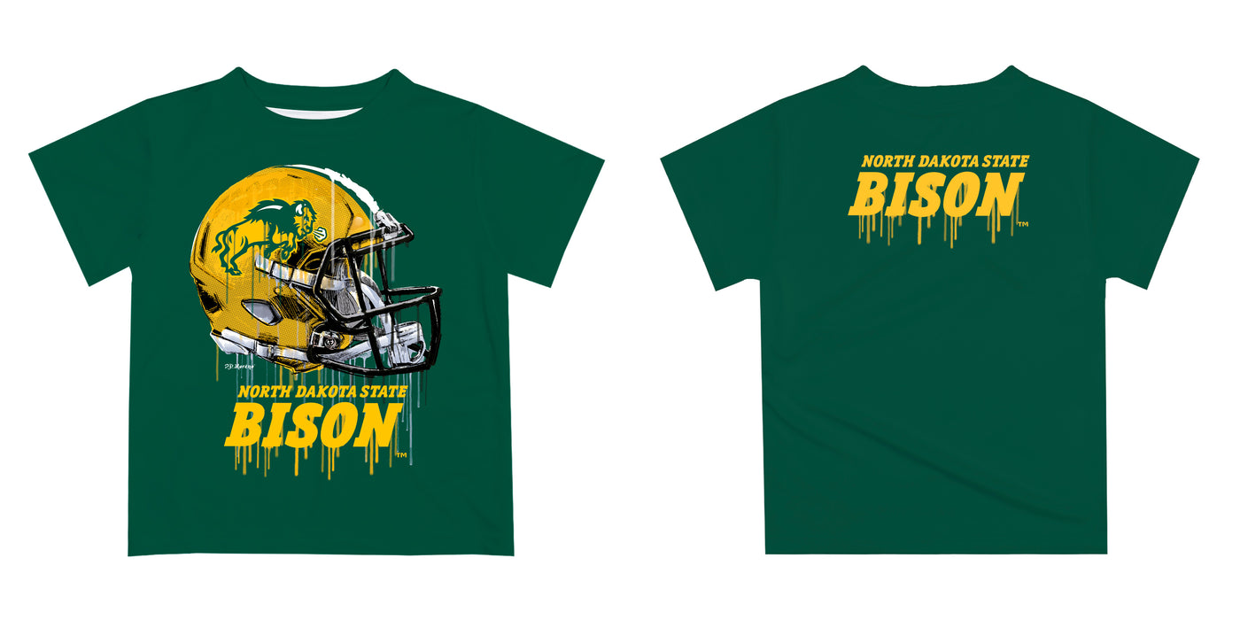 North Dakota Bison Original Dripping Football Helmet T-Shirt by Vive La Fete - Vive La Fête - Online Apparel Store