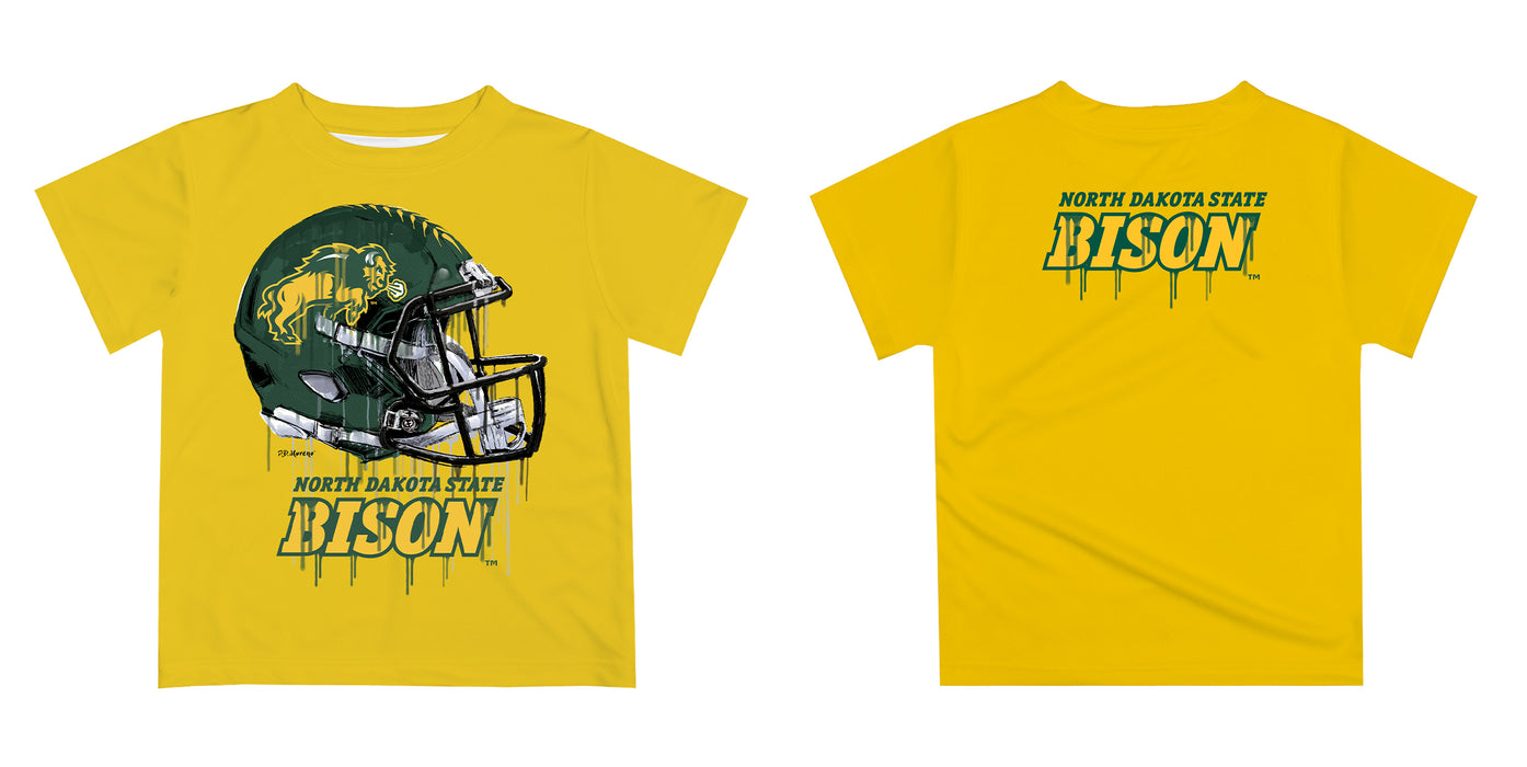 North Dakota Bison Original Dripping Football Helmet T-Shirt by Vive La Fete - Vive La Fête - Online Apparel Store