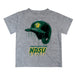North Dakota Bison Original Dripping Baseball Helmet Heather Gray T-Shirt by Vive La Fete