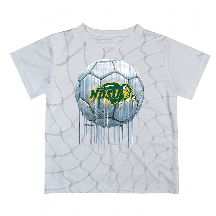 North Dakota Bison Original Dripping Soccer White T-Shirt by Vive La Fete