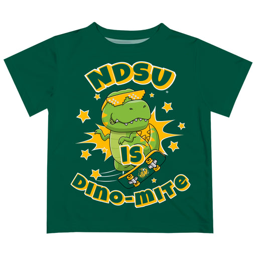 North Dakota Bison Vive La Fete Dino-Mite Boys Game Day Green Short Sleeve Tee