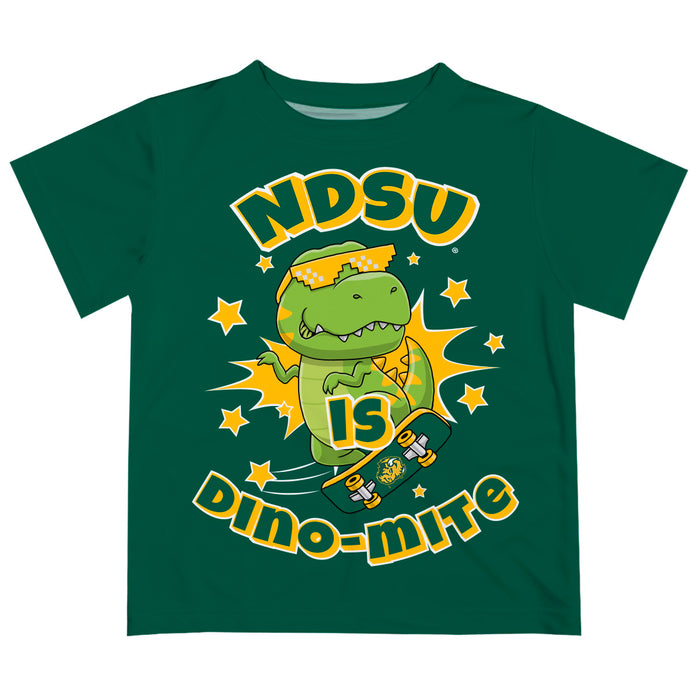 North Dakota Bison Vive La Fete Dino-Mite Boys Game Day Green Short Sleeve Tee