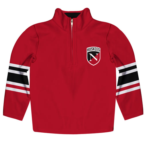 Northeastern University Huskies Vive La Fete Game Day Red Quarter Zip Pullover Stripes on Sleeves - Vive La Fête - Online Apparel Store