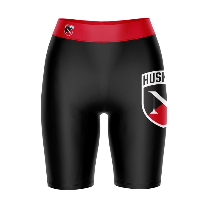 Northeastern University Huskies Vive La Fete Game Day Logo on Thigh & Waistband Black & Red Women Bike Short 9 Inseam"