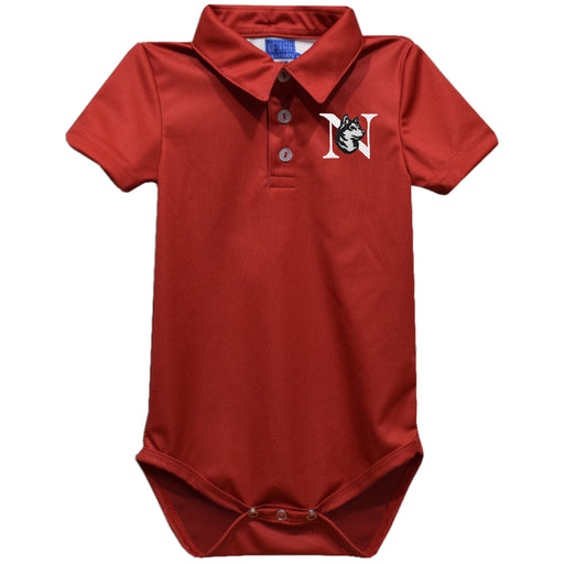 Northeastern University Huskies Embroidered Red Solid Knit Boys Polo Bodysuit