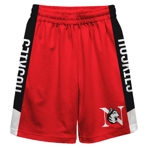 Northeastern Huskies Vive La Fete Game Day Red Stripes Boys Solid Black Athletic Mesh Short