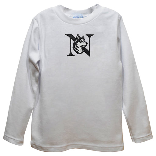 Northeastern University Huskies Embroidered White Knit Long Sleeve Boys Tee Shirt