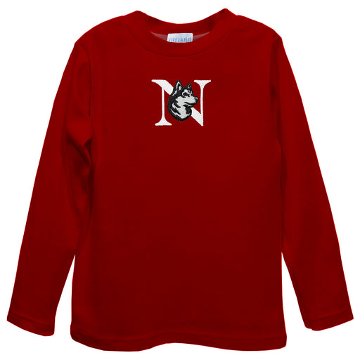 Northeastern University Huskies Embroidered Red knit Long Sleeve Boys Tee Shirt
