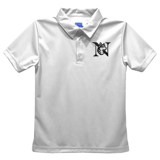Northeastern University Huskies Embroidered White Short Sleeve Polo Box Shirt