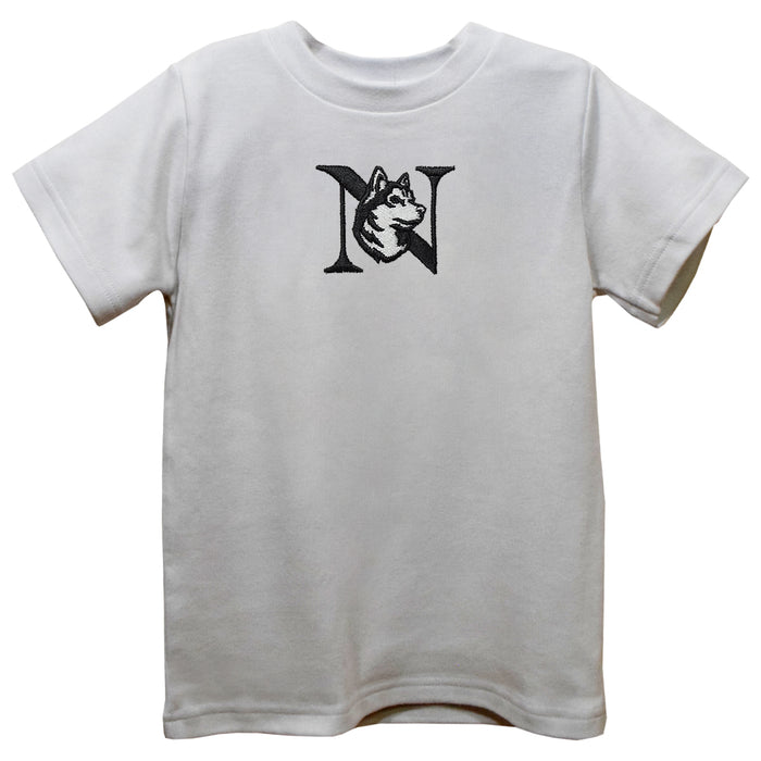 Northeastern University Huskies Embroidered White Knit Short Sleeve Boys Tee Shirt