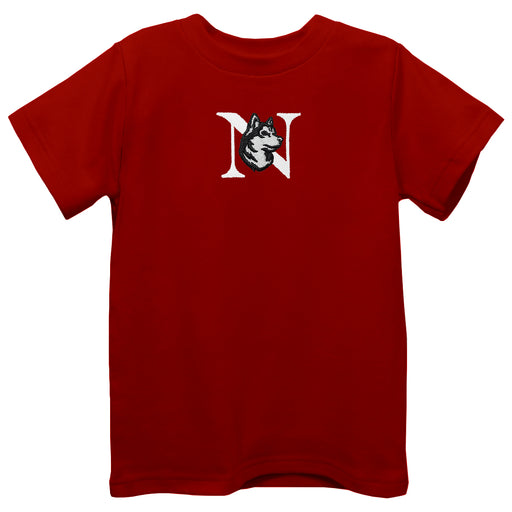 Northeastern University Huskies Embroidered Red knit Short Sleeve Boys Tee Shirt