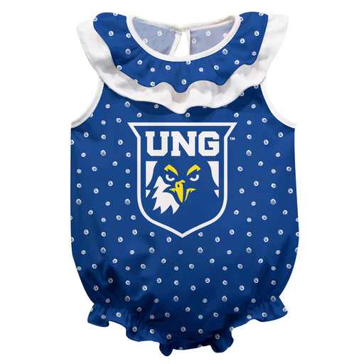 UNG Nighthawks Swirls Blue Sleeveless Ruffle Onesie Logo Bodysuit