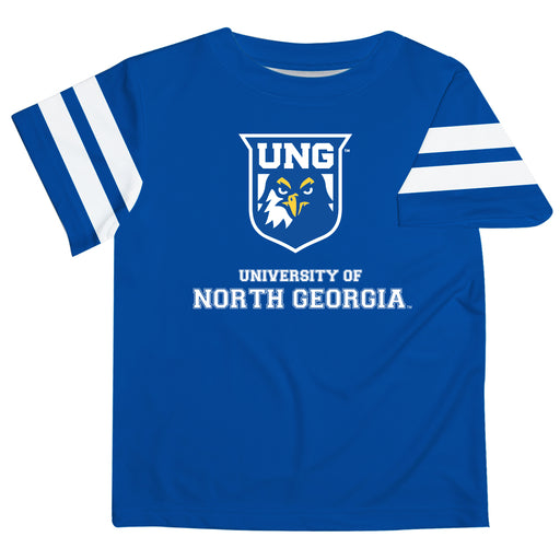 North Georgia Nighthawks Vive La Fete Boys Game Day Blue Short Sleeve Tee with Stripes on Sleeves - Vive La Fête - Online Apparel Store