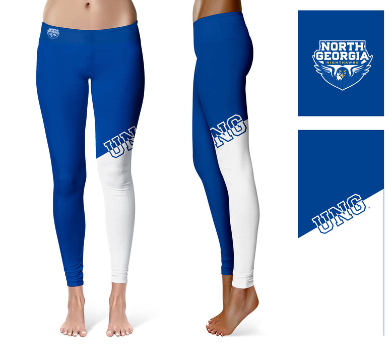 North Georgia Nighthawks Vive la Fete Game Day Collegiate Leg Color Block Women Blue White Yoga Leggings - Vive La Fête - Online Apparel Store