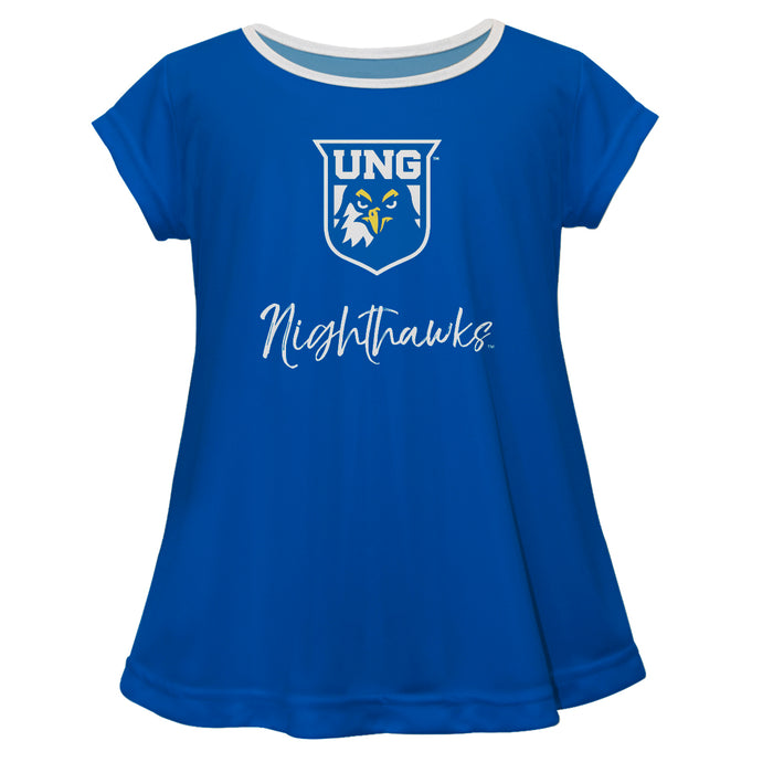 North Georgia Nighthawks Vive La Fete Girls Game Day Short Sleeve Blue Top with School Mascot and Name - Vive La Fête - Online Apparel Store