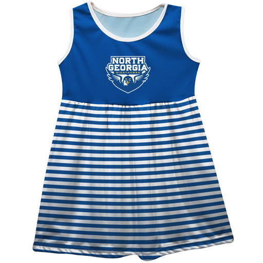 North Georgia Nighthawks Vive La Fete Girls Game Day Sleeveless Tank Dress Solid Blue Logo Stripes on Skirt - Vive La Fête - Online Apparel Store