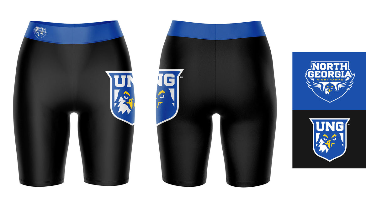 UNG Nighthawks Vive La Fete Game Day Logo on Thigh and Waistband Black and Blue Women Bike Short 9 Inseam" - Vive La Fête - Online Apparel Store
