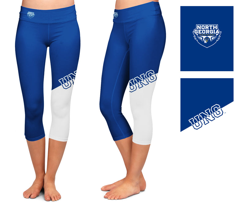 UNG Nighthawks Vive La Fete Game Day Collegiate Leg Color Block Girls Blue White Capri Leggings - Vive La Fête - Online Apparel Store