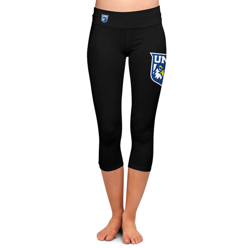 UNG Nighthawks Vive La Fete Game Day Collegiate Large Logo on Thigh and Waist Girls Black Capri Leggings