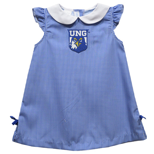 North Georgia Nighthawks Embroidered Royal Gingham A Line Dress