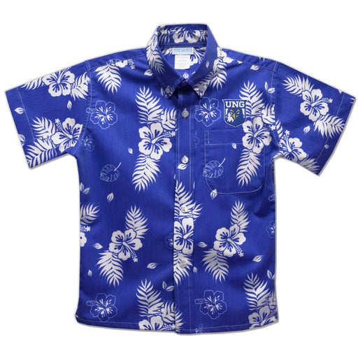 North Georgia Nighthawks Royal Hawaiian Short Sleeve Button Down Shirt