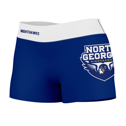 North Georgia Nighthawks Vive La Fete Logo on Thigh & Waistband Blue White Women Yoga Booty Workout Shorts 3.75 Inseam