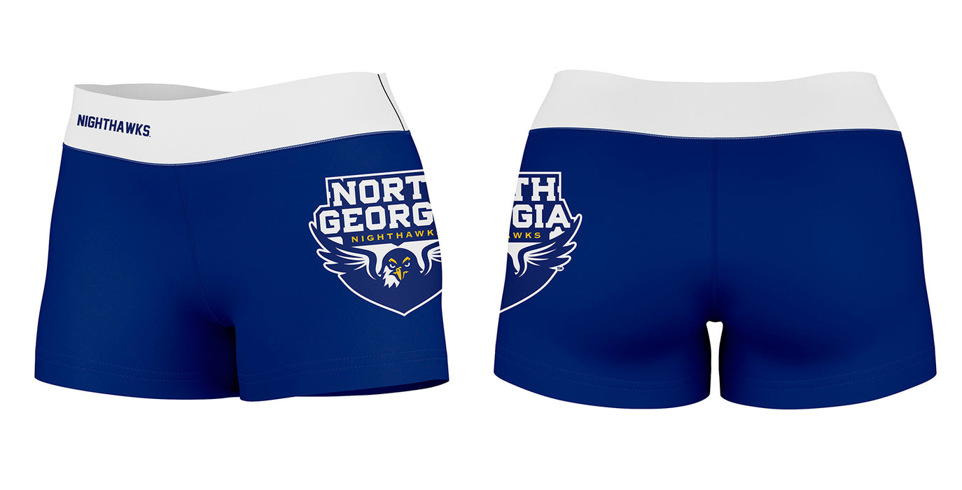 North Georgia Nighthawks Vive La Fete Logo on Thigh & Waistband Blue White Women Yoga Booty Workout Shorts 3.75 Inseam - Vive La Fête - Online Apparel Store