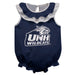 University of New Hampshire Wildcats UNH Navy Sleeveless Ruffle Onesie Logo Bodysuit by Vive La Fete