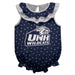 New Hampshire Wildcats UNH Swirls Navy Sleeveless Ruffle Onesie Logo Bodysuit
