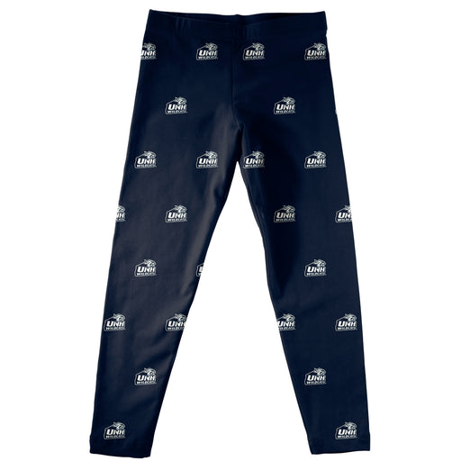 New Hampshire Wildcats UNH Girls Game Day All Over Logo Elastic Waist Classic Play Navy Leggings Tights - Vive La Fête - Online Apparel Store