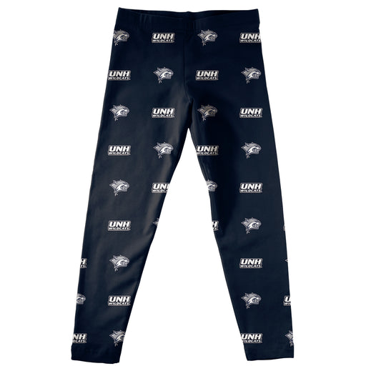 New Hampshire Wildcats UNH Vive La Fete Girls Game Day All Over Logo Elastic Waist Classic Play Navy Leggings Tights - Vive La Fête - Online Apparel Store