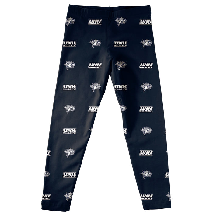New Hampshire Wildcats UNH Vive La Fete Girls Game Day All Over Logo Elastic Waist Classic Play Navy Leggings Tights - Vive La Fête - Online Apparel Store