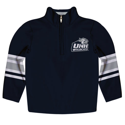New Hampshire Wildcats UNH Vive La Fete Game Day Navy Quarter Zip Pullover Stripes on Sleeves - Vive La Fête - Online Apparel Store