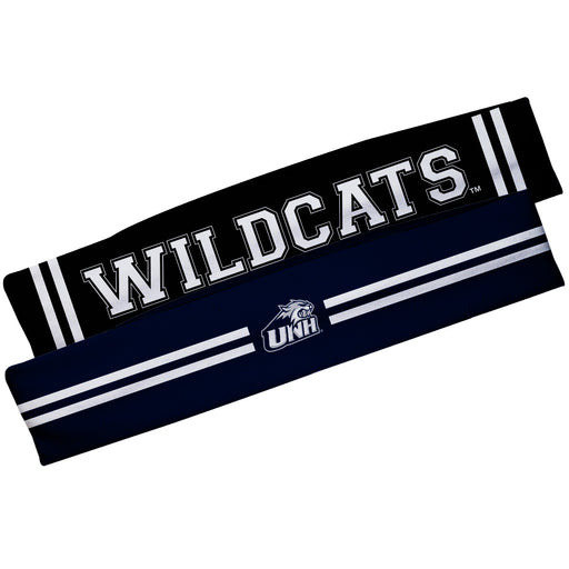 New Hampshire Wildcats UNH Vive La Fete Girls Women Set of 2 Stretch Headbands Headbands Logo Blue and Name Black