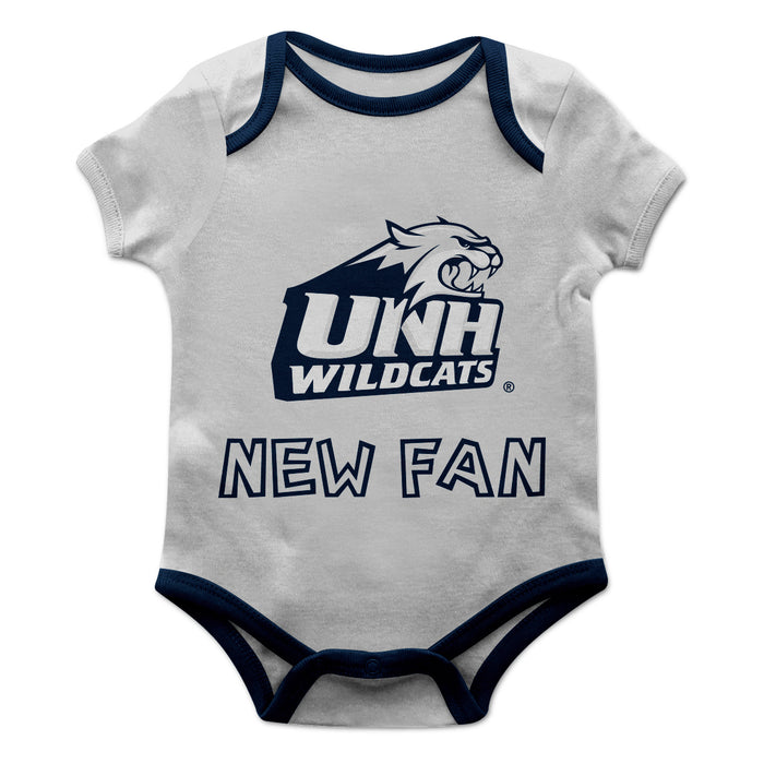 New Hampshire Wildcats UNH Vive La Fete Infant Game Day Gray Short Sleeve Onesie New Fan Logo and Mascot Bodysuit