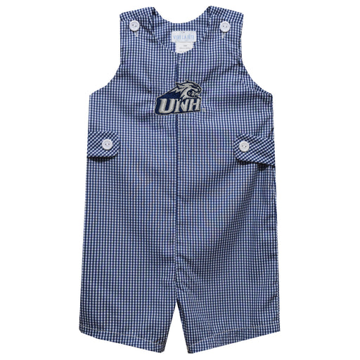 New Hampshire Wildcats UNH Embroidered Navy Gingham Boys Jon Jon