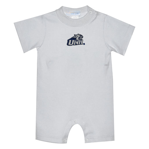 University of New Hampshire Wildcats UNH Embroidered White Knit Short Sleeve Boys Romper