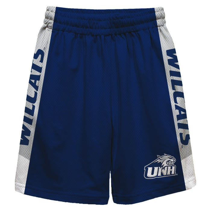 New Hampshire Wildcats UNH Vive La Fete Game Day Blue Stripes Boys Solid Gray Athletic Mesh Short